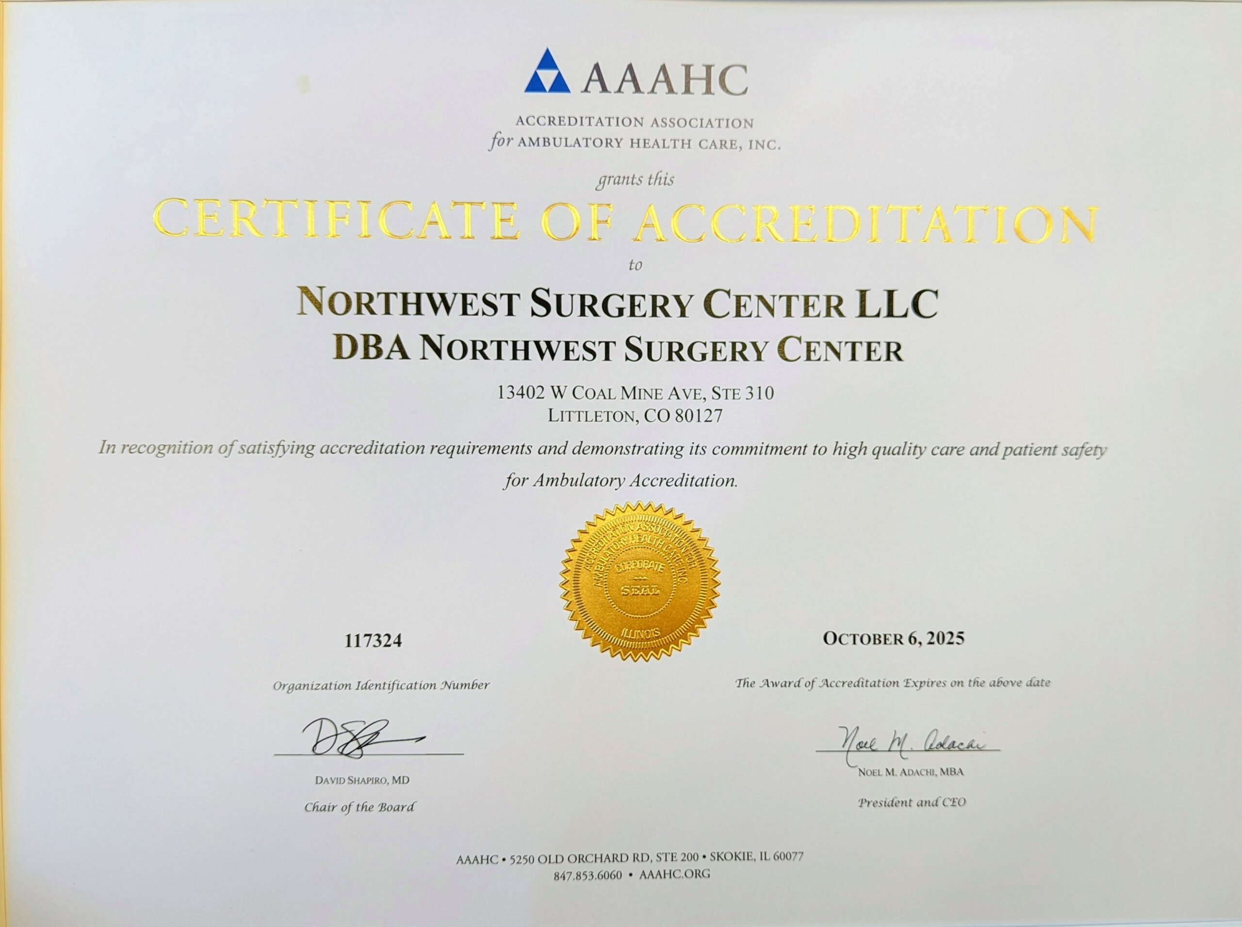 AAAHC Accreditation Achieved by the Bunion Cure!